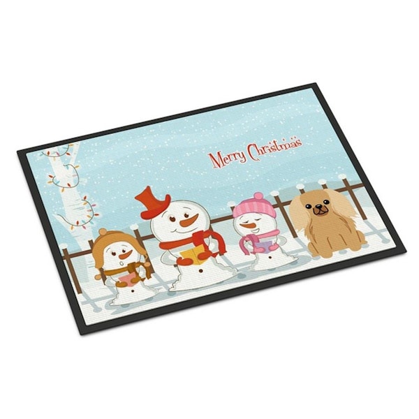 Carolines Treasures Merry Christmas Carolers Pekingnese Fawn Sable Indoor or Outdoor Mat, 24 x 0.25 x 36 in. BB2435JMAT - main